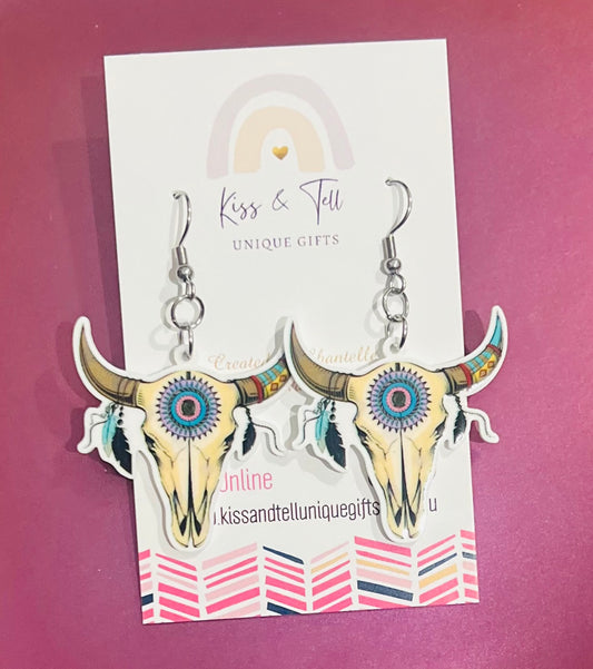 Boho Skull Dangle Earrings